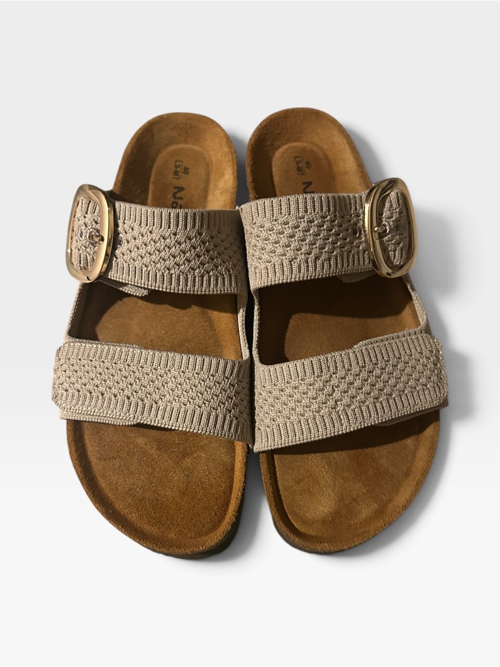 Naot Beige Knit Two-Strap  Slide Sandals size 9 NEW